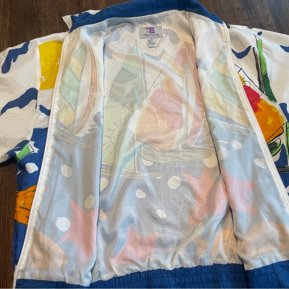 Vintage Oleg Cassini Men´s Silk Jacket Sailboat Design - Size XL - Picture 5 of 5